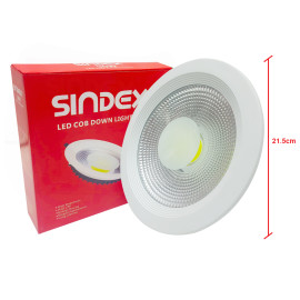 LED COB Downlight - Sindex, 30W MAX Energy Saving LED - 220x55mm Size, Recessed Ceiling Light Fixture – Energy Efficient, High Brightness – White Housing for Home & Commercial Use