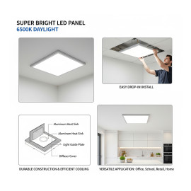 LED Grill Panel Light, Sindex Brand, 150W, White, 9600 Lumens, 60x60cm – High Efficiency, 100lm/W, Long Life 25000Hrs, Ideal for Offices, Shops & Commercial Use