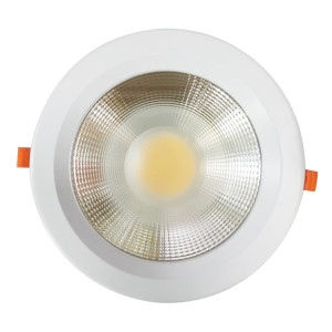 LED Downlight, 50W Recessed Ceiling Light, 220x60mm White Aluminum Housing, Energy Efficient, 3000K, Modern Contemporary Style, Indoor Commercial and Home Use